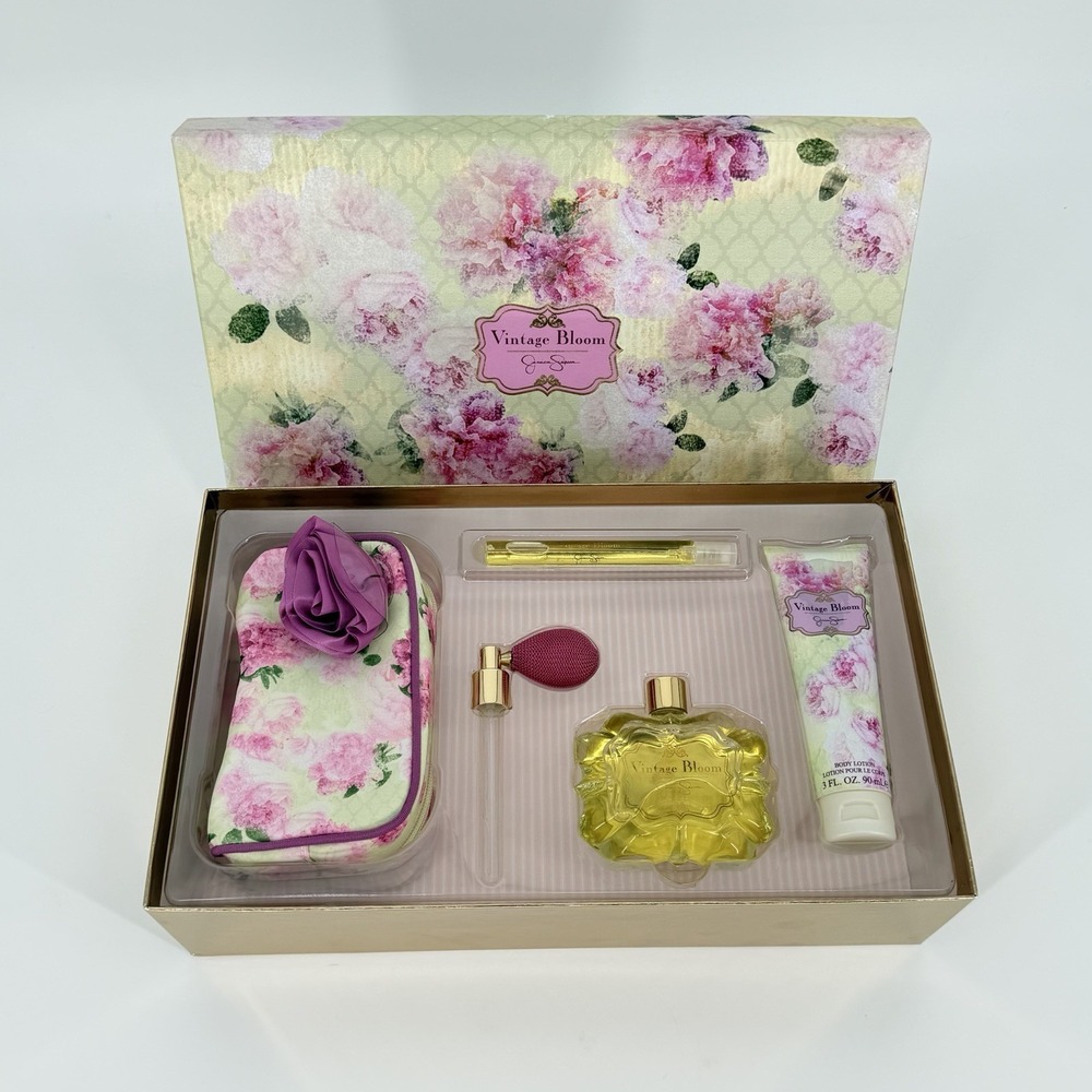 Jessica Simpson Vintage Bloom Perfume Gift Set 3.4oz EDP Lotion Pouch